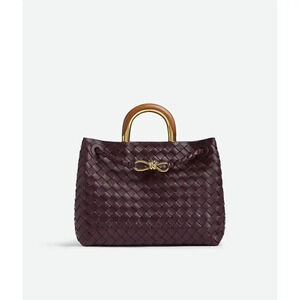Bottega Veneta Andiamo Intrecciato Leather Knot Clasp Woven Shoulder Bag Red